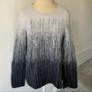 COS Mohair Wool Blend Gray Ombre Drip Crew Neck Sweater Size Small EUC